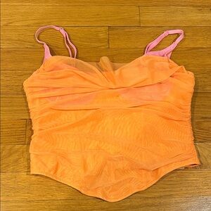 White Fox Boutique Orange and Pink Ruched Top